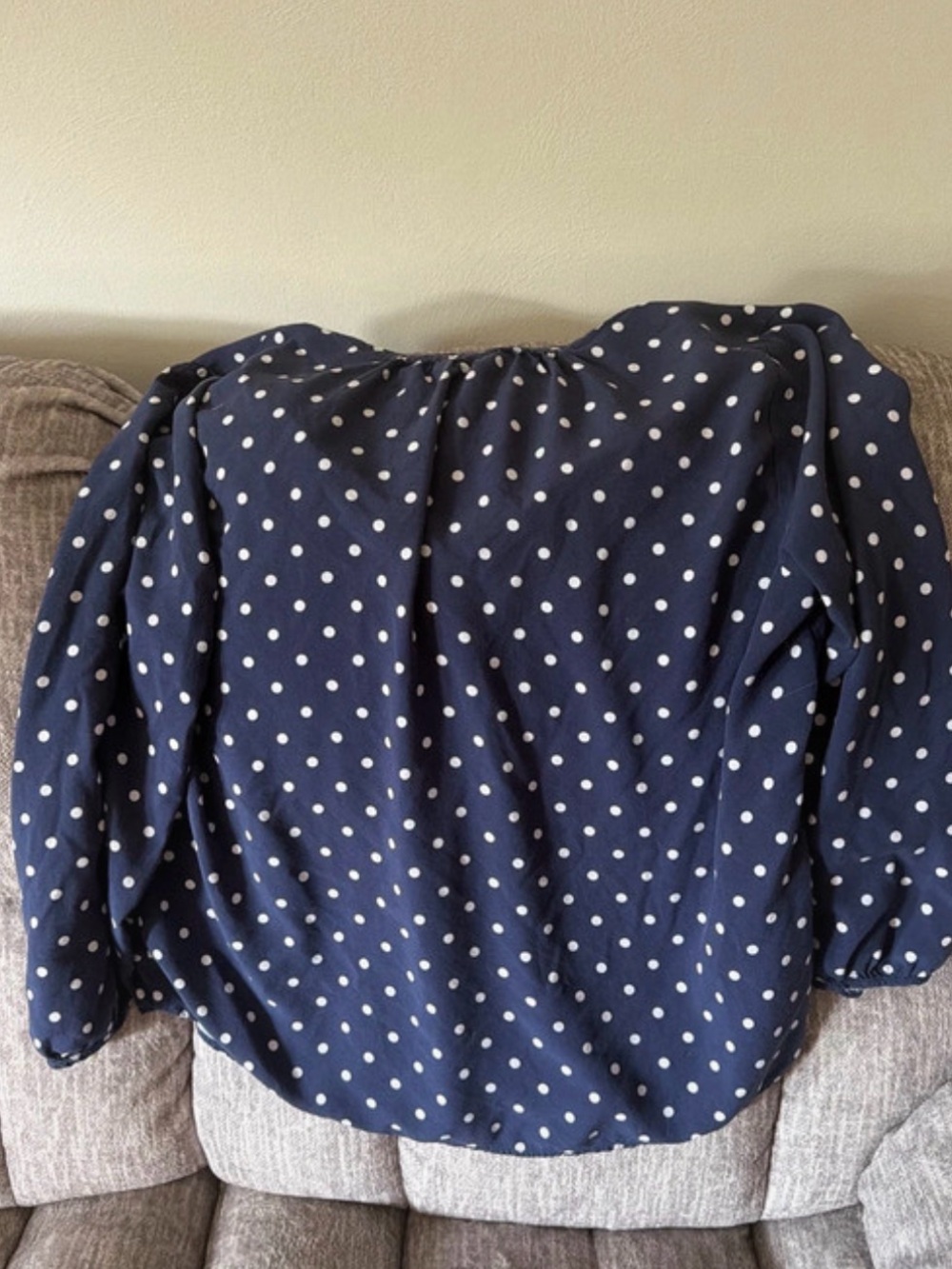 Old Navy Navy and White Polka Dot Blouse - Picture 2 of 3